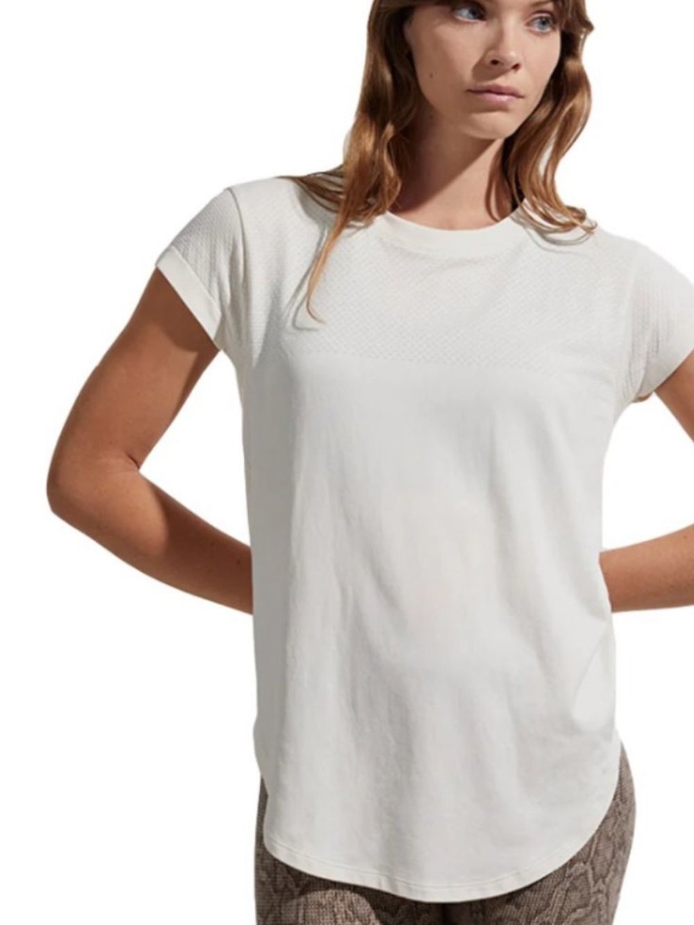 Varley Jade Seamless Tee Cream Ivory Womens Small/Medium